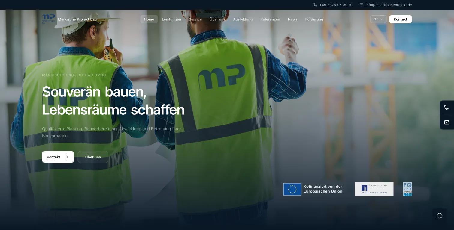 MP Bau: MP Bau: a relaunched website and in-house AI portal for a Brandenburg construction firm