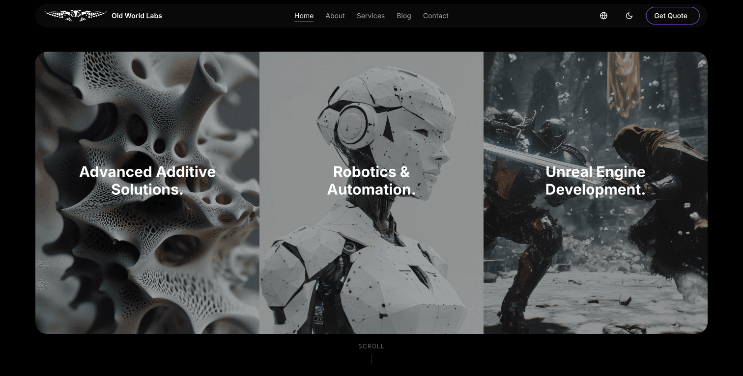 Old World Labs – A Digital Presence for Precision Manufacturing and AI Robotics